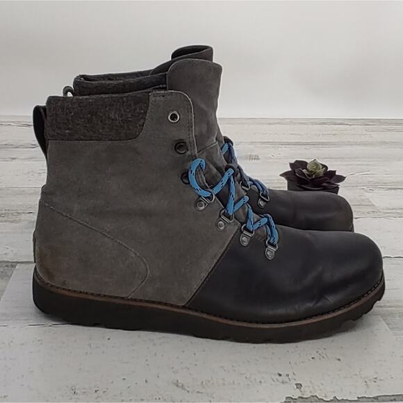 Ugg Halfdan Black/Grey Leather Waterproof Chukka Lace Up Winter Boots Size 13 main image 8